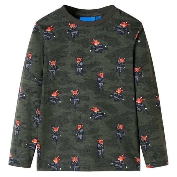 Pyjamas med långa ärmar för barn khaki 104