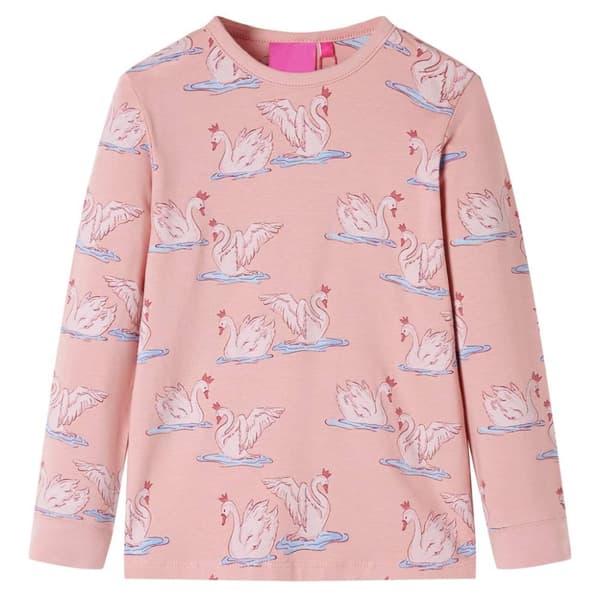 Pyjamas med långa ärmar för barn ljusrosa 116