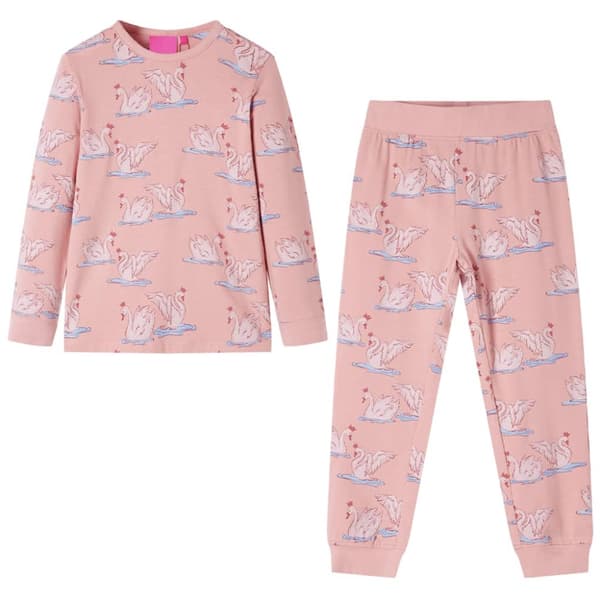 Pyjamas med långa ärmar för barn ljusrosa 116