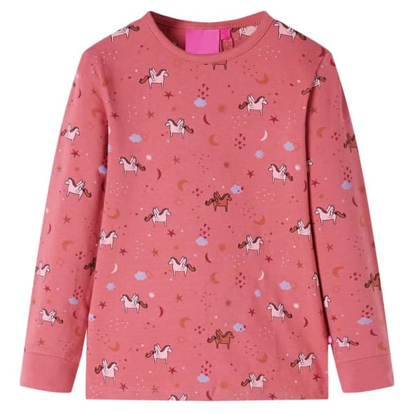 Pyjamas med långa ärmar för barn gammelrosa 128