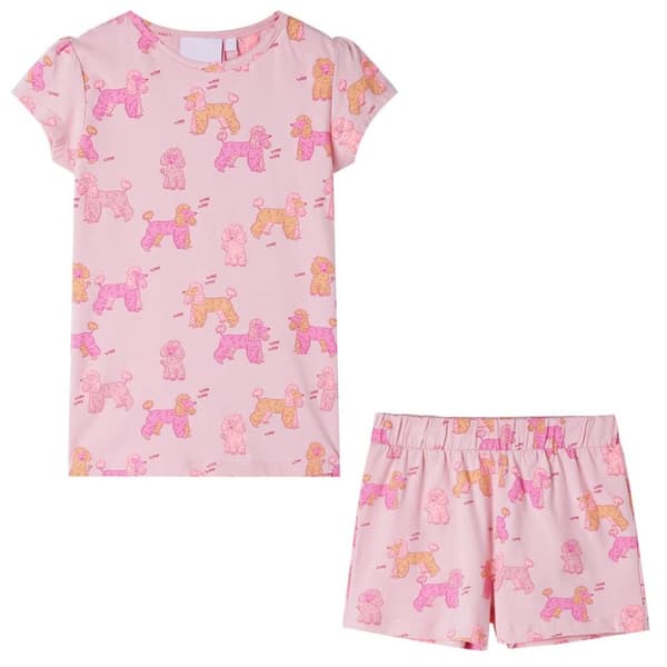 Barnpyjamas med korta ärmar ljusrosa 140