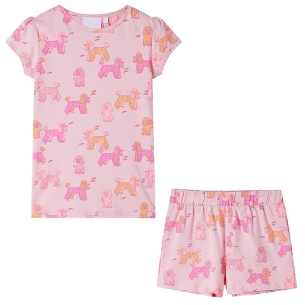 Barnpyjamas med korta ärmar ljusrosa 128