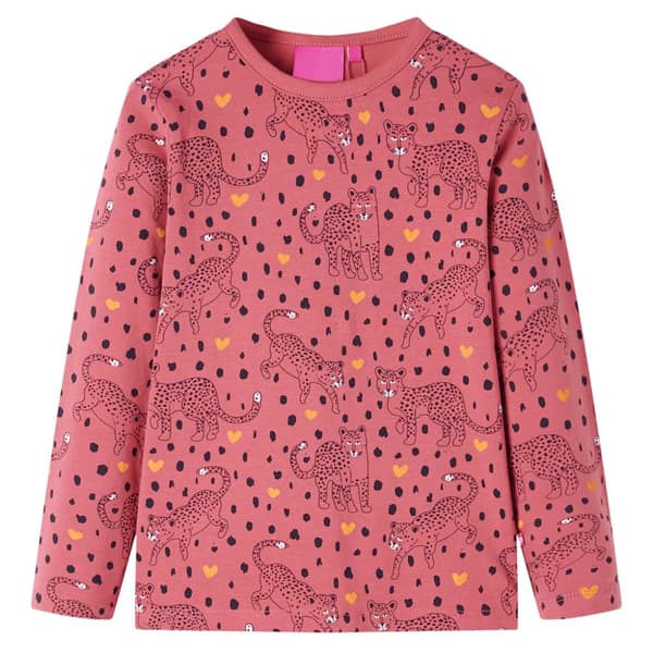 Pyjamas med långa ärmar för barn gammelrosa 116