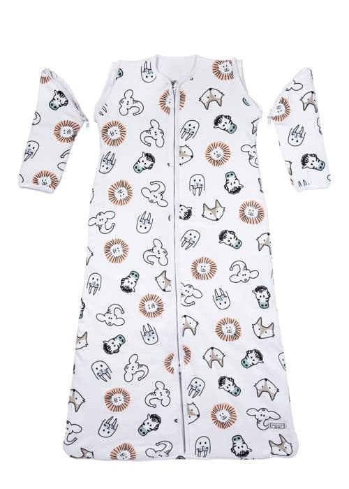 Meyco Baby Animal babysovsäck med dragkedja i ärmar - flerfärgad - 70 cm - 2,5 TOG