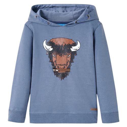Barnhoodie blå melange 140