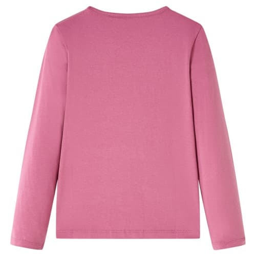 T-shirt med långa ärmar för barn hallonrosa 128