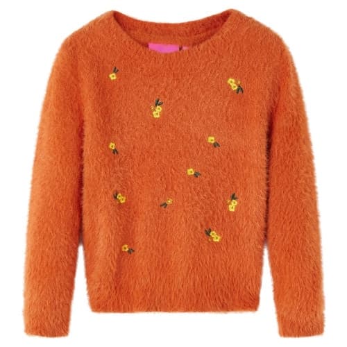 Stickad tröja för barn orange 128