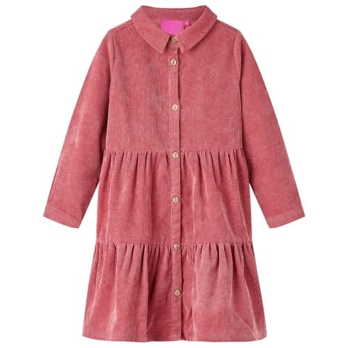 Klänning med långa ärmar för barn corduroy gammelrosa 140