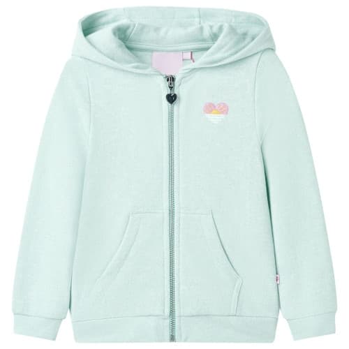 Barnhoodie med dragkedja ljus mintgrön mix 92