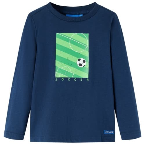 T-shirt med långa ärmar för barn marinblå 128