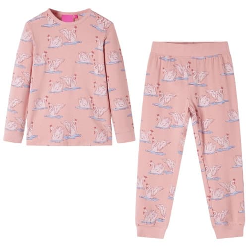 Pyjamas med långa ärmar för barn ljusrosa 116