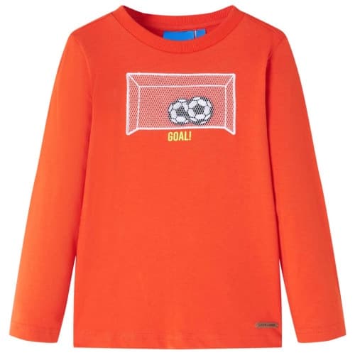 T-shirt med långa ärmar för barn stark orange 140