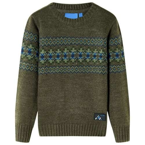 Stickad tröja för barn khaki 128