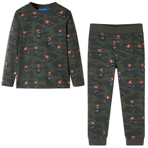 Pyjamas med långa ärmar för barn khaki 104