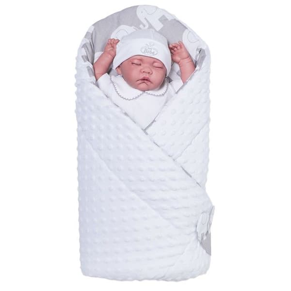 Vändbar minky swaddle filt, Elephants