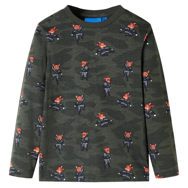 Pyjamas med långa ärmar för barn khaki 92
