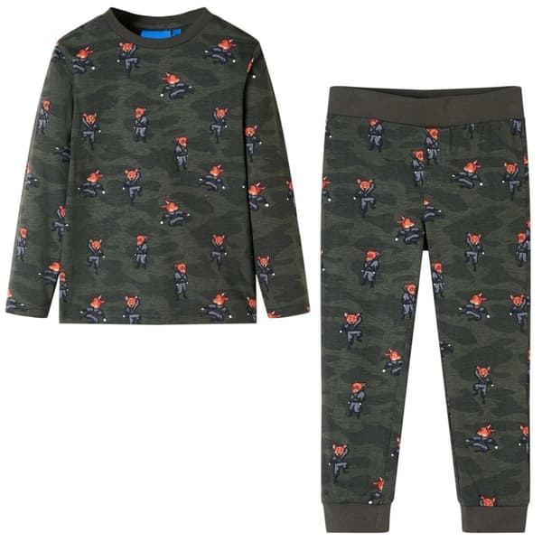 Pyjamas med långa ärmar för barn khaki 104