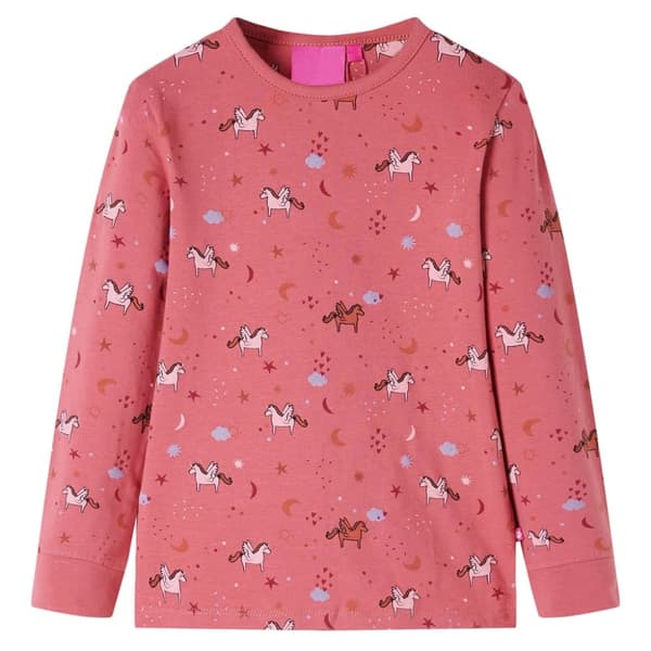 Pyjamas med långa ärmar för barn gammelrosa 116
