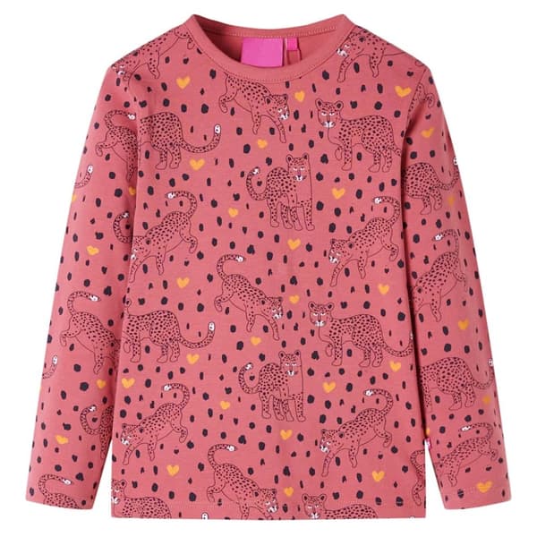 Pyjamas med långa ärmar för barn gammelrosa 140