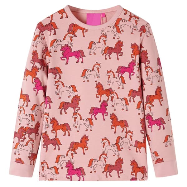 Pyjamas med långa ärmar för barn ljusrosa 104