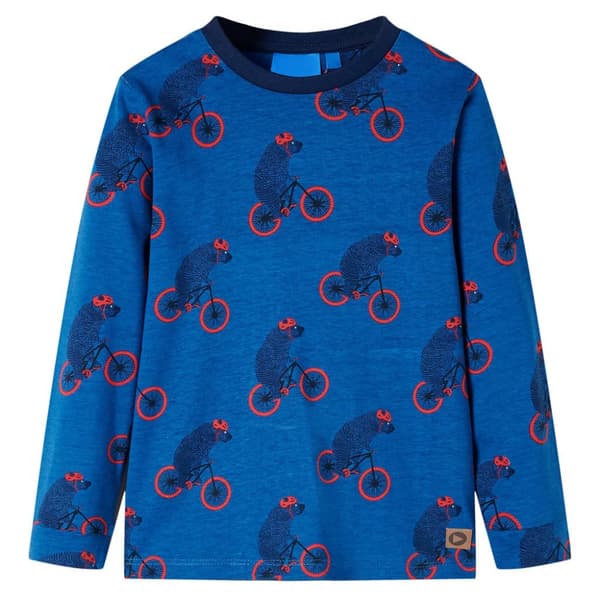 Pyjamas med långa ärmar för barn petrolblå 140
