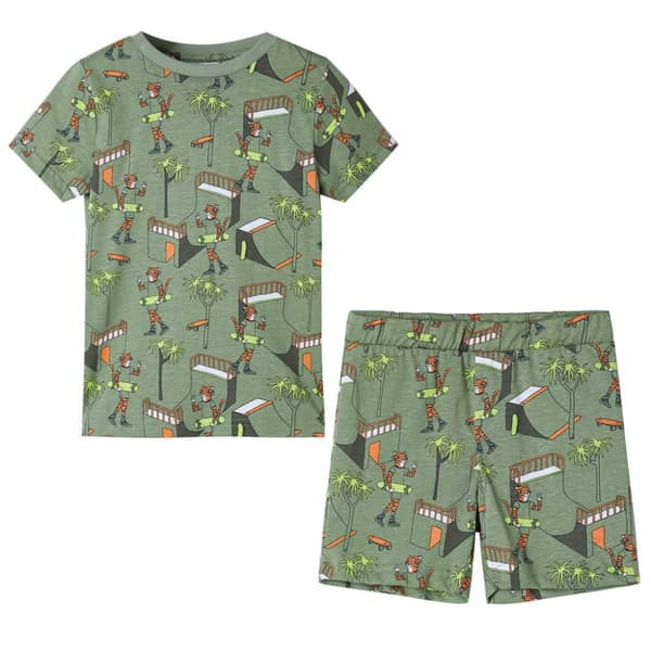 Pyjamas med korta ärmar för barn ljus khaki 128