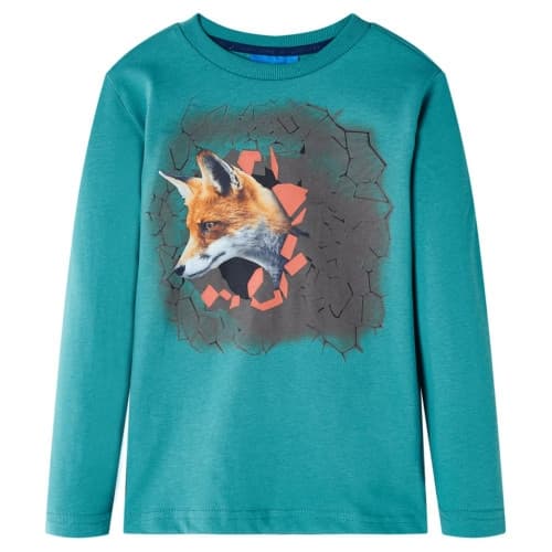 T-shirt med långa ärmar för barn aquagrön 128