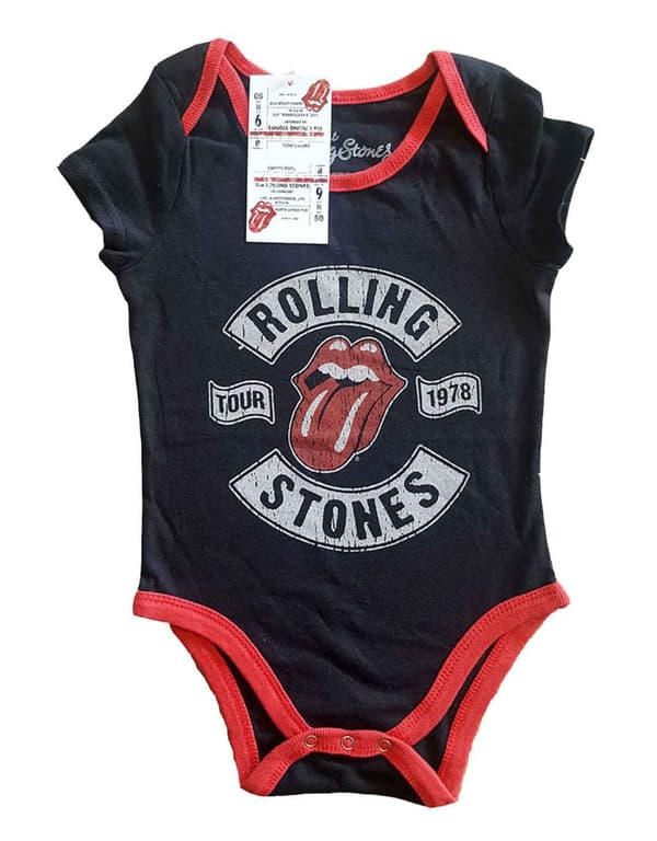 The Rolling Stones Baby Grow US Tour 1978 Official Black 0 to 24 Months Black XX Large (18 - 24 months)