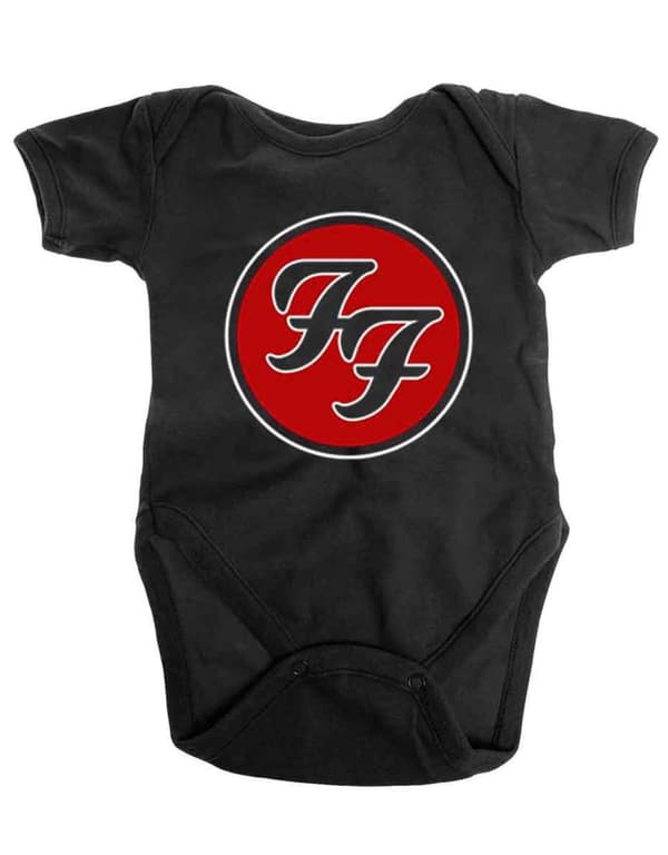 Foo Fighters Baby Grow FF Band Logo Official Black 0 to 24 Months
