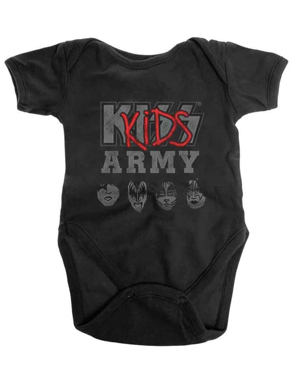 Kiss Baby Grow Army Band Logo Official Black 0 to 24 Months Black XX Large (18 - 24 months)