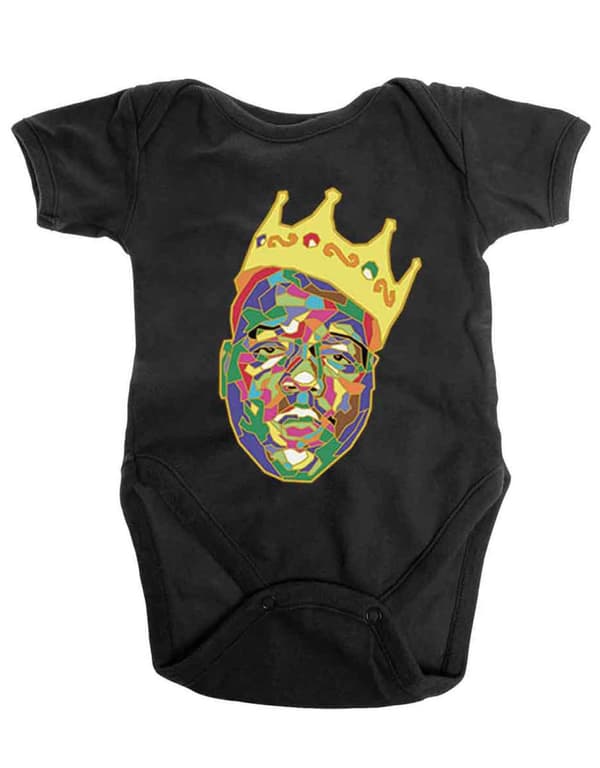 Biggie Smalls Baby Grow Crown Logo Official Black 0 to 24 Months