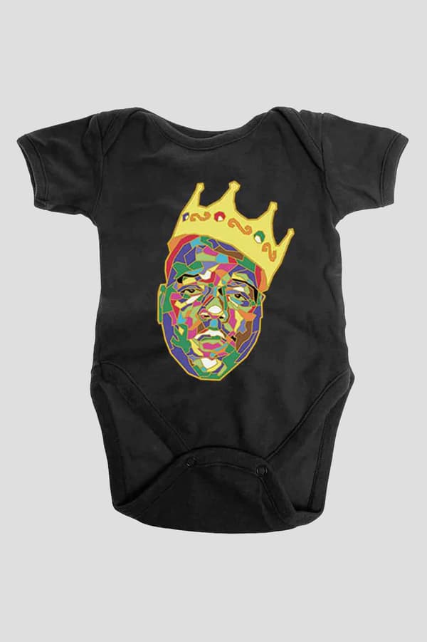 Biggie Smalls Baby Grow Crown Logo Official Black 0 to 24 Months