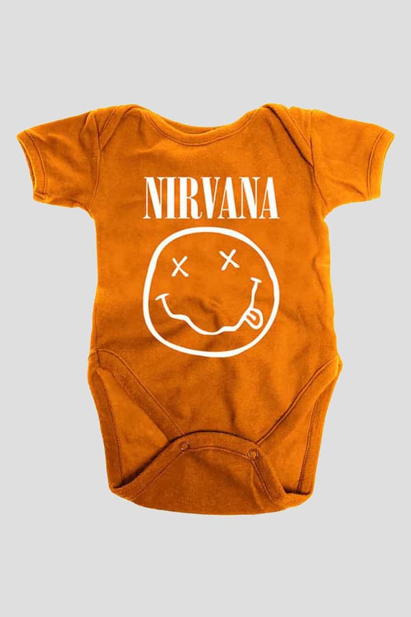 Nirvana Baby Grow White Smile Band Logo Official Orange 0 to 24 Months