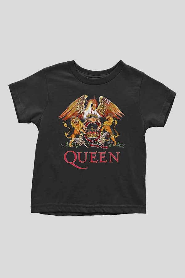 Queen Toddler T Shirt Classic Crest Logo Official Black 12 months to 5 years