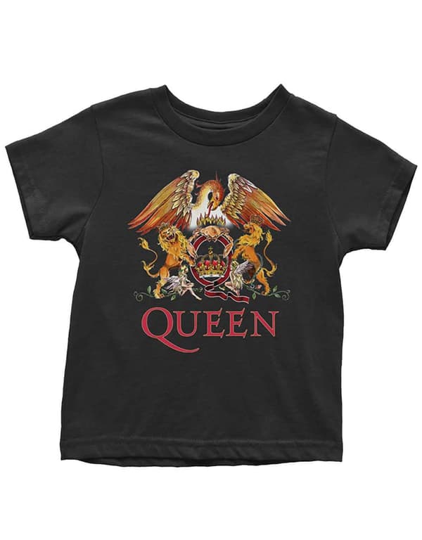 Queen Toddler T Shirt Classic Crest Logo Official Black 12 months to 5 years