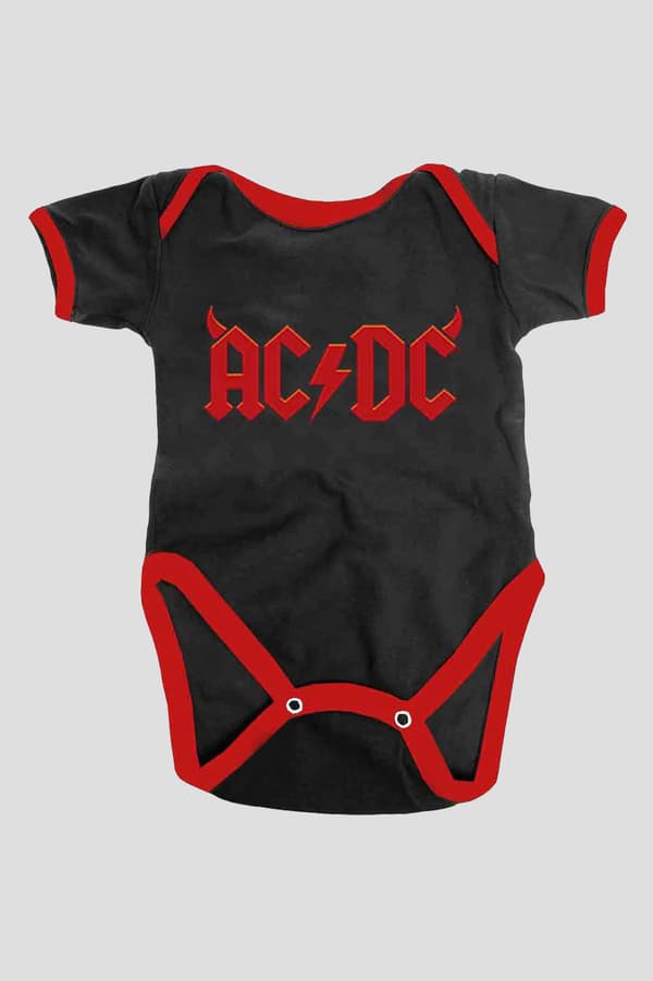 AC/DC Baby Grow Horns Band Logo Official Black 0 to 24 Months