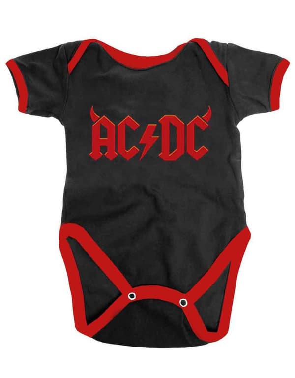 AC/DC Baby Grow Horns Band Logo Official Black 0 to 24 Months