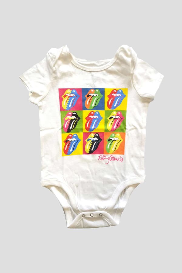 The Rolling Stones Baby Grow Two Tone Tongues Official White 0 to 24 Months