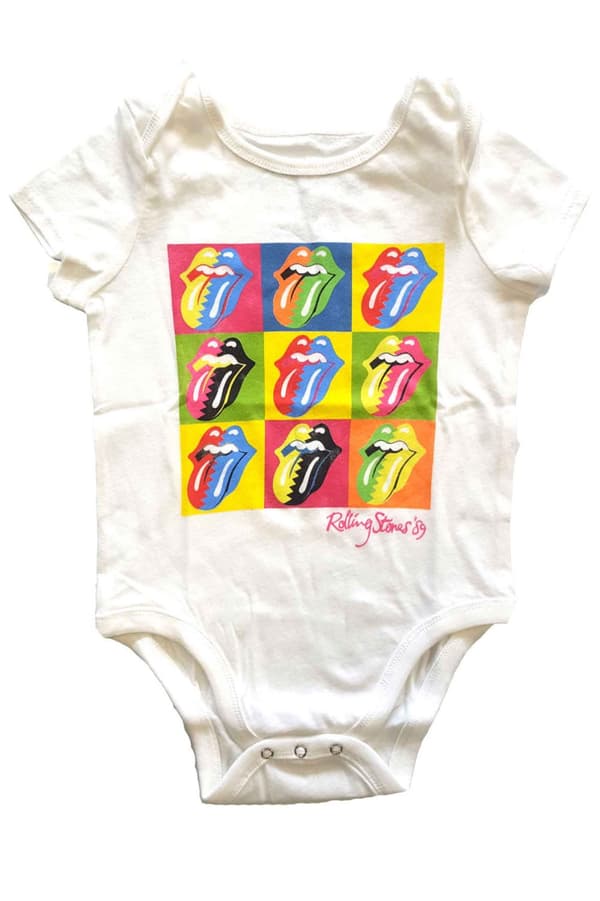 The Rolling Stones Baby Grow Two Tone Tongues Official White 0 to 24 Months