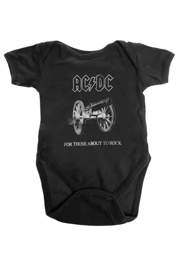 AC/DC Baby Grow About to Rock Band Logo Official Black 0 to 24 Months