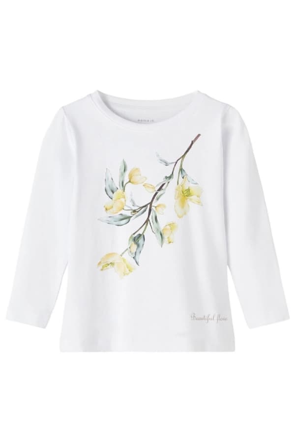 Name it Mini Top med Blomma Vit, Storlek 92