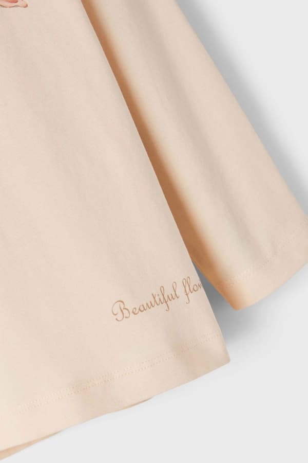 Name it Mini Top med Blomma Peach, Storlek 104