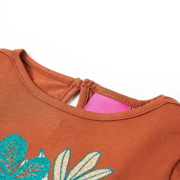 T-shirt med långa ärmar för barn konjaksbrun 116 - Toppar för barn