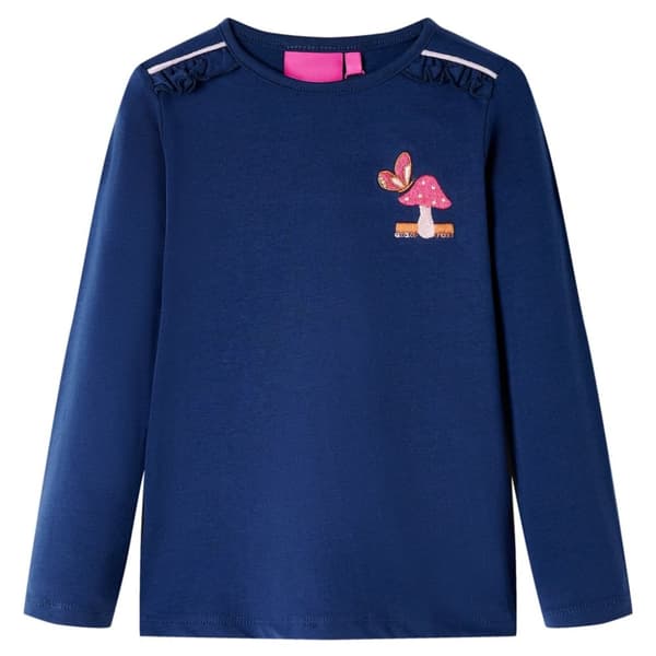 T-shirt med långa ärmar för barn marinblå 128 -  Toppar för barn