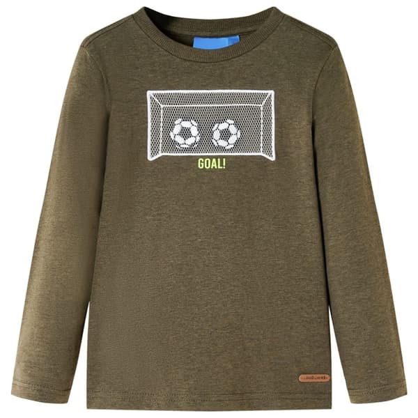 Langærmet T-shirt til børn str. 116 kakimeleret - Toppe til børn