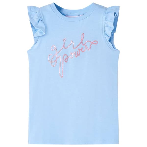 T-shirt med volangärmar för barn ljusblå 104 -  Toppar för barn