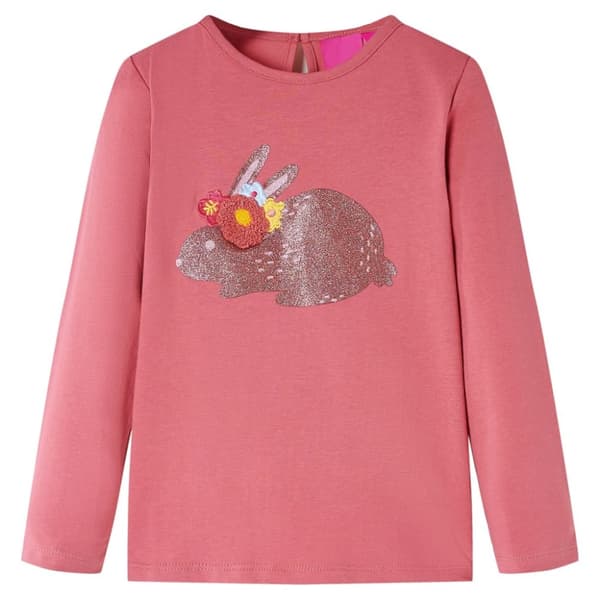 T-shirt med långa ärmar för barn gammelrosa 116 -  Toppar för barn
