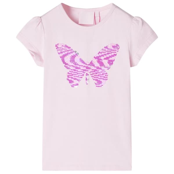 T-shirt med formade ärmar för barn mjuk rosa 116 - Toppar för barn