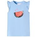 Miniatyrbillede 1 af 8: T-shirt til børn str. 128 med flæser lyseblå -  Toppe til børn