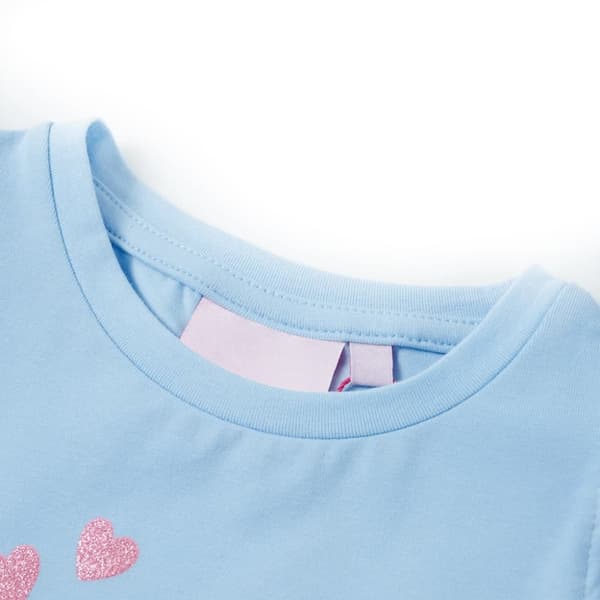 T-shirt til børn str. 104 med flæser lyseblå - Toppe til børn